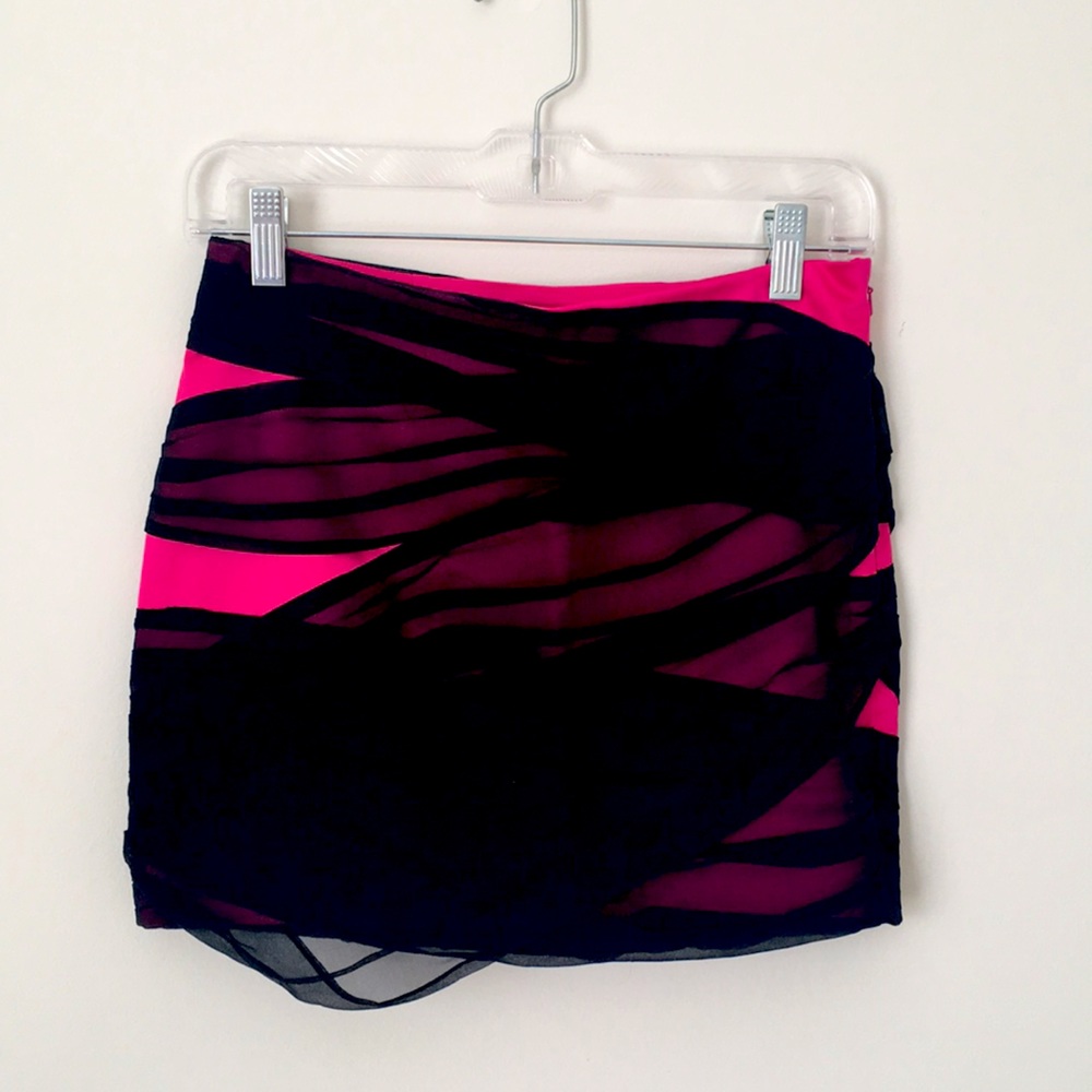 Bebe pink and black mini skirt
